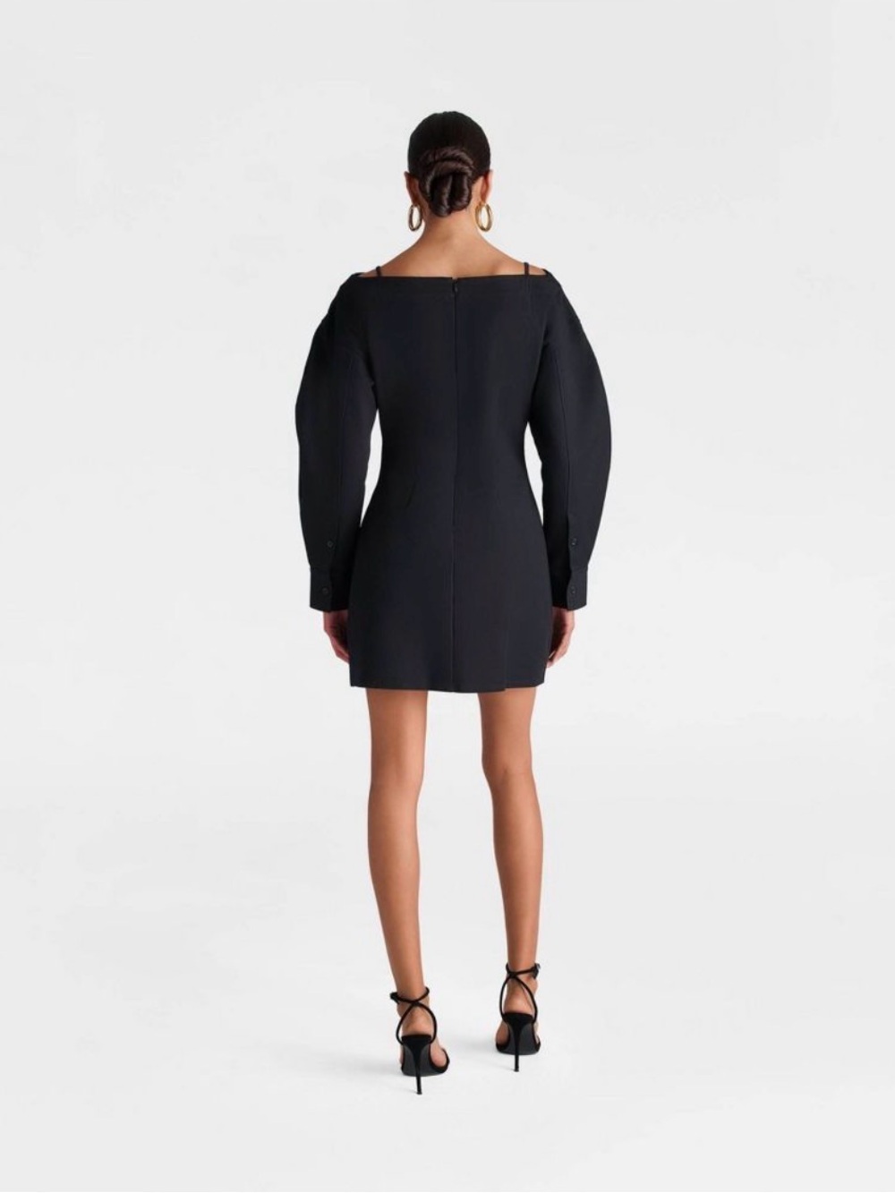 Kbb by kahlana Black Boat-Neck Puff Sleeve Midi Dress b122s - Picture 2 of 4